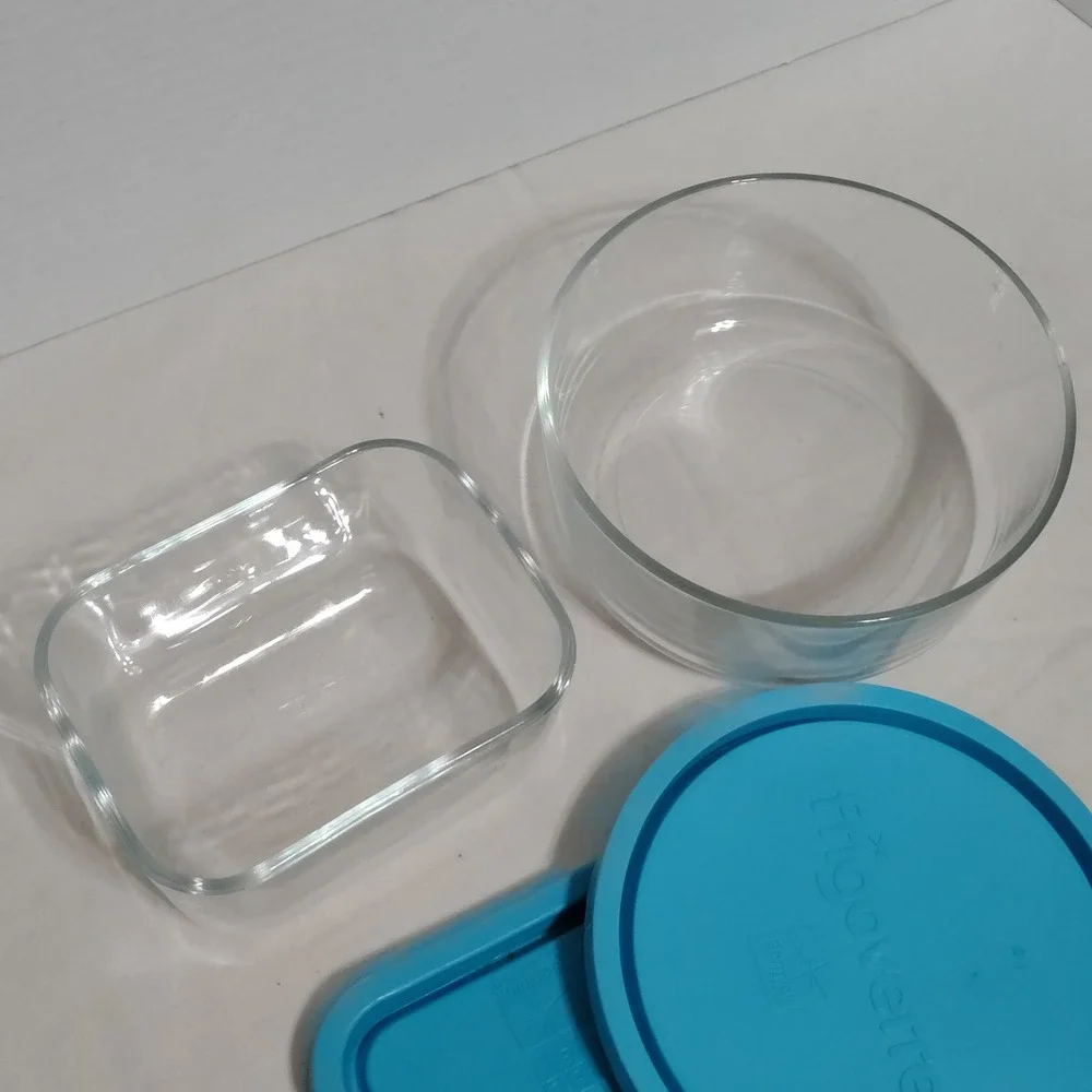 Bormioli Rocco‎ Frigoverre Glass Food Storage Containers  Blue Lids Round Square